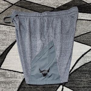 UNDER ARMOUR PROJECT ROCK BRAHMA BULL LOGO  GRAY LOOSE-FIT TRAINING  SHORTS